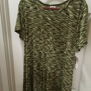 Lularoe Carly XL Dk green & pale yellow pattern